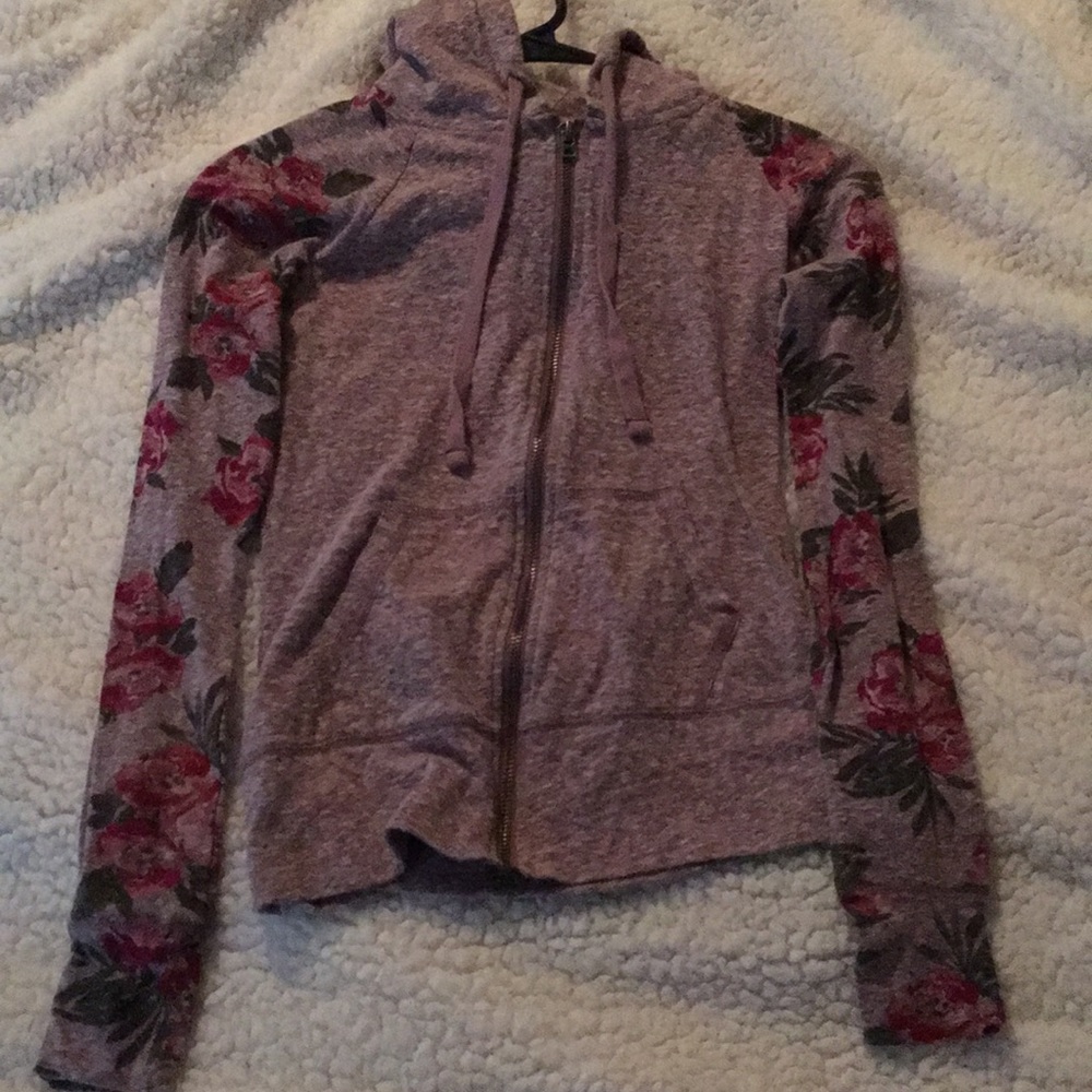 XS pink floral hoodie